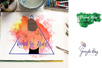 create a stunning hand painted watercolor logo for you