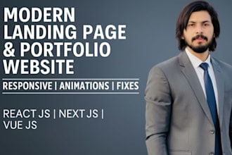 create a responsive react nextjs landing page or portfolio website