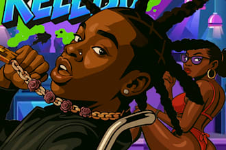 design a cartoon hiphop cover artwork