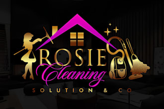 design residential, commercial  and house cleaning service logo