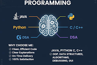 solve and teach java, python, c, cpp programming tasks and projects