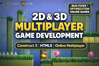 develop 3d 2d online multiplayer game in construct 3 or c2, fix bugs, html5 game