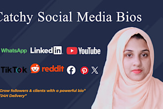 write facebook instagram, tiktok, and linkedin bios