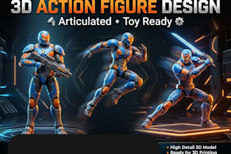 design 3d articulated action figure models for toys, anime and fantasy character