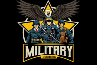 design hand drawn military logo for you