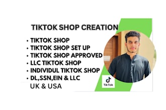 create tiktok shop, UK tiktok shop, USA tiktok shop account