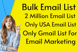 2 million usa bulk email list, only valid email list for email marketing