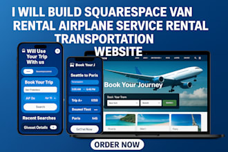 build squarespace van rental airplane service rental transportation website