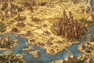 draw fantasy map illustration isometric map