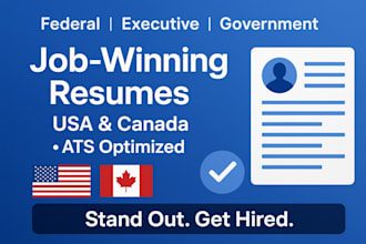 write USA and canada federal resumes, executive resumes, and government resumes
