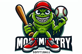 do monster softball mascot logo in my style