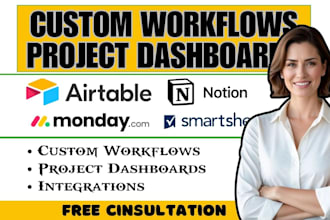 setup airtable notion monday jobber clickup twilio  hubspot workflows dashboards