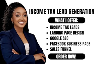income tax leads income tax facebook ads income tax landing page tax leads