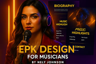 design professional epk electronic press kit for musician bands, dj, and singers