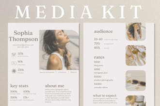 design professional influencer media kit pdf with custom branding and editable