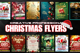 design professional christmas flyers, greeting cards, banners new year designs