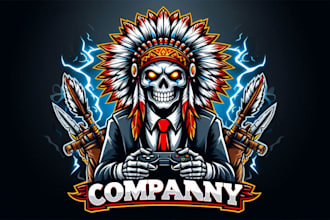 design skull apache mascot gaming mascot logo vector file