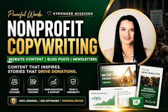 write website copy, blog post and newsletters for nonprofit organization
