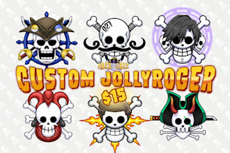 draw one piece jolly roger and devil fruit