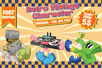 make retro mascoot cartoon illustration