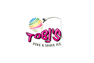 design fun hawaiian shave ice poke cafe logo