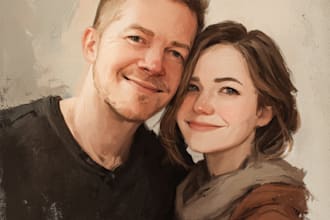 do realistic family portrait, couple art