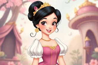 draw your portrait in charming disney animation style