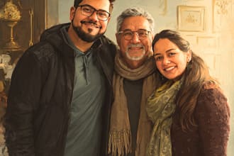 do realistic family portrait, couple art
