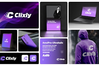 create a modern minimalist logo with a complete branding kit and brand identity