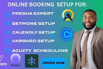 setup online booking systems, fresha, set more, calendly, acuity scheduling