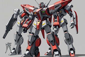 draw high quality robot, mecha concepts