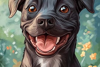 do disney pets portrait illustration in disney style