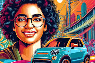 make an vector art portrait , vehicle