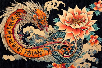 draw  japanese or oriental tattoo designs