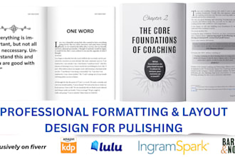 do book formatting and layout for amazon KDP paperback and ingramspark