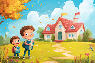 draw cute children book illustration
