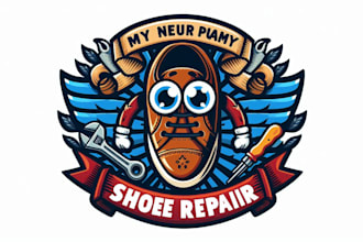 design super shoe repair emblem mascot logo just for you