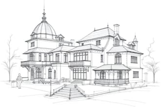 draw architectural sketches of buildings and houses
