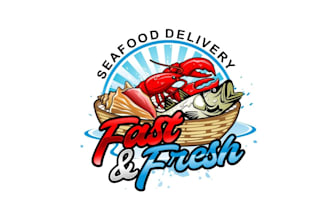 create exclusive and marvelous seafood logo design