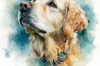 design stunning watercolor pet portrait