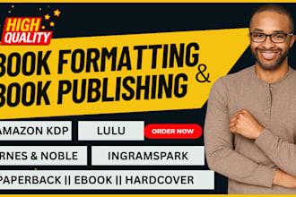 format and publish your book on amazon kindle KDP, barnes and noble, ingramspark