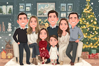 draw awesome cartoon caricature for gift, christmas card