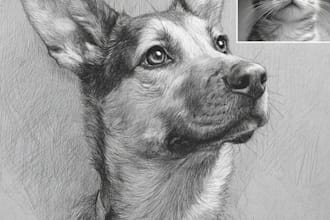 draw realistic pencil sketch pet portrait from a photo