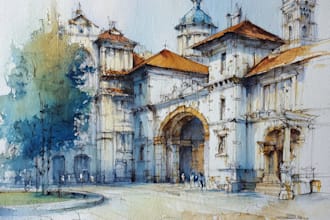 draw original watercolor landscape or architecture art