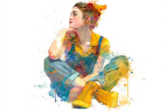 draw a watercolor pop art portrait