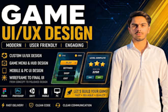 design professional game UI UX for mobile and unity games
