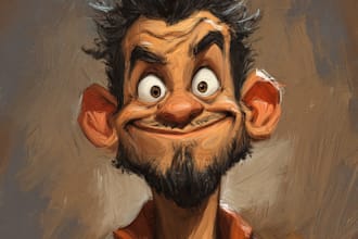 draw funny cartoon character, caricature, portrait