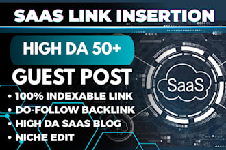 do saas guest post backlink, link insertion, and niche edit on high da saas blog