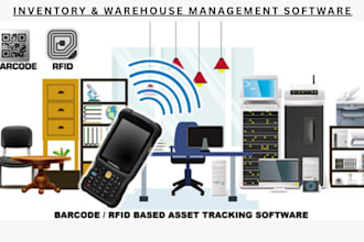 develop barcode, rfid based asset tracking, stock inventory management system