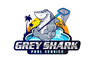 create wonderful and excellent shark and pool service logo design